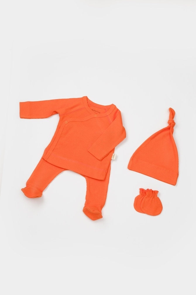 Cutie 4 piese pentru nou nascut - 100% bumbac organic - Verde pal, BabyCosy